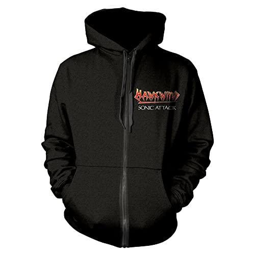 Image of Hawkwind Unisex Adult Sonic Attack Full Zip Hoodie (L) (Black)