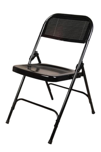 Image of AUKLI Standard Folding Metal Chair | Heavy Duty Foldable Chair for Study, Dining, Office & Outdoor Use | Compact, Portable & Durable PF-01 (Black)