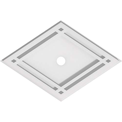 Image of Ekena Millwork CMP14X9DD-01000 Diamond Architectural Grade PVC Contemporary Urethane Ceiling Medallions 14 inchW x 9 3 /8 inchH x 1 inchID x 4 3 /4 inchC x 1 inchP