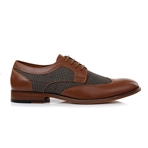 Image of Ferro Aldo Men's Wingtip Oxford Dress Shoes | Classic Brogue & Two-Tone Spectator Styles | Formal Wedding Business Party Shoe
