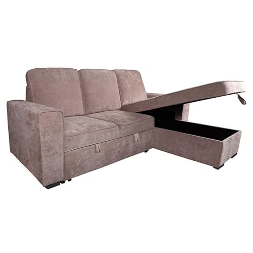 Duérmete Online - Chaise Longue Reversible | Sofá Cama con Arcón de Almacenaje Modelo Dream | Diseño Moderno, Práctico y Funcional | Color Beige
