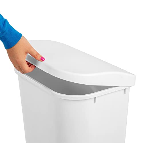 Sterilite 11.3 Gallon D Shape Flat Side Lift Top Lid Wastebasket Trash Can For Kitchen, Home Office, And Garage, Or Workspace, White (18 Pack) #TOP4