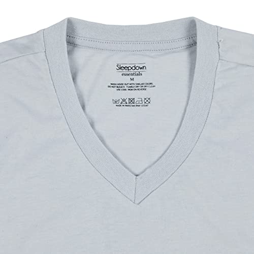 Sleepdown Men's Regular-Fit 4-Pack Soft Breathable Tees Short-Sleeve Undershirts V-Neck T-Shirts Value Pack – Medium #TOP7