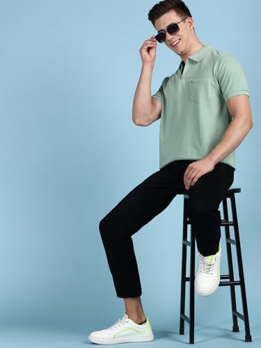 Image of Lux Cozi Men's Half Sleeve Soild Casual Regular Fit T-Shirt with Chest Pocket | Polo Tshirt for Men