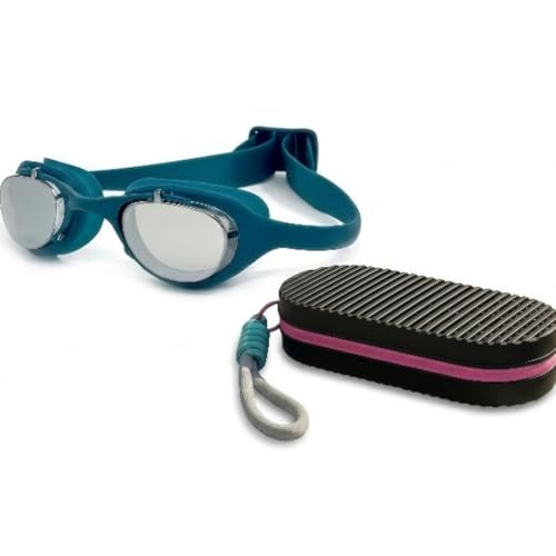 Image of First Lens Swimming Combo Kit Set with Swim Goggles & Swim Case for Men & Women - Black Case & Blue Goggle