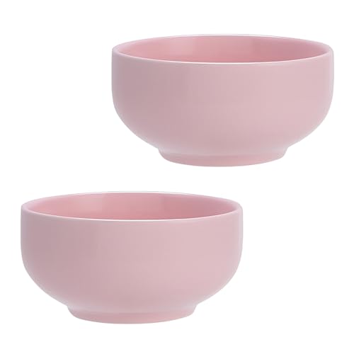 Dowbom Juego de cuencos grandes para cereales, 400 ml, aptos para microondas, cuencos de arroz, cuencos de desayuno, cuencos de cerámica para cereales (rosa, paquete de 2)