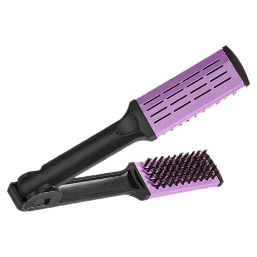 Peine para alisar cabello FRCOLOR con cerdas suaves morado miniatura 1
