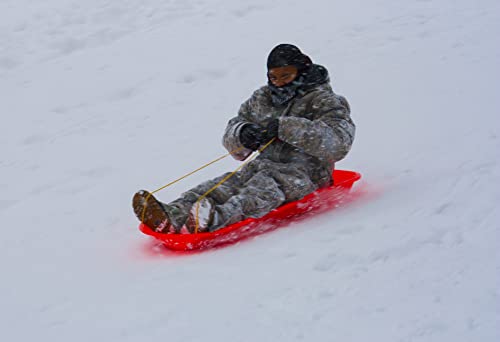 ESP 48" Day Glow Sno-Twin Toboggan – Two-Rider Sled – Tough Polyresin, Diamond-Polished Bottom – Neon Orange 1143 - Thumbnail 5