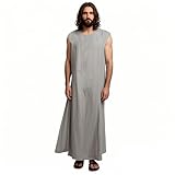 Nosadi Unisex Sackcloth Grey Biblical Robe, Handmade Meditation Attire, Sleeveless Prayer Robe with Waist Rope, Authentic, Comfortable, Spiritual Wear(XL)