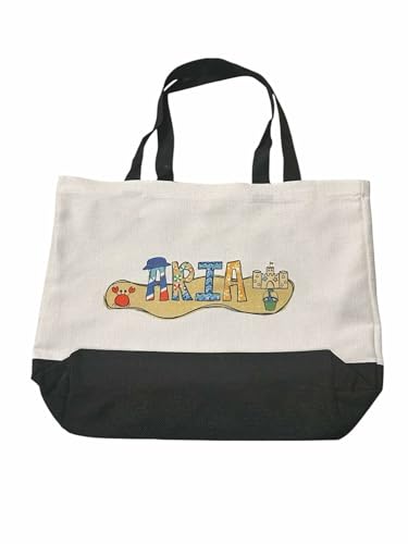 Personalized Kids Beach Bag – Custom Canvas Tote for Girls & Boys – Vacation Gift for Collecting Seashells & Beach Essentials
