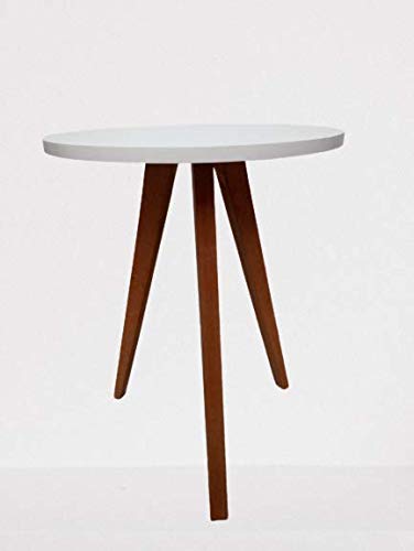 Mesa de canto apoio Redonda Pés Palito 60cm Branco