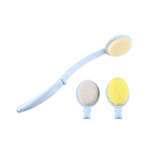 Homeda Extra Long Foldable Wand Body Brush, 3 in 1 Multifunctional Bath Brush Set, Creative After Surgery Gift (Blue)
