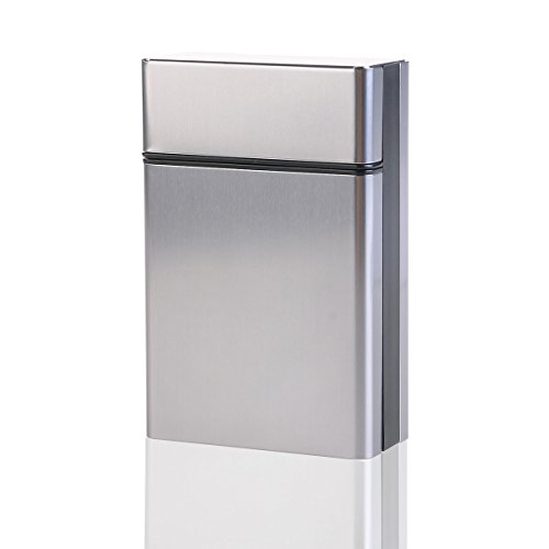 WINOMO Pitillera de aluminio plateado para cigarrillos, funda protectora ligera (gris)
