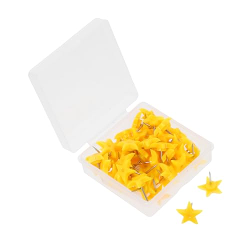Angoily 50 Piezas alfileres de Papel decoración de Oficina Alfileres Coloridos alfileres de Pared para Colgar Lindas chinchetas para Tablero de Corcho alfileres Lindo el plastico Yellow