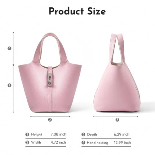 Image of Tote Bag for Women Vegan Leather Bucket Purse for Women Top Handle Handbag Shoulder Bag with Detachable Small Purse