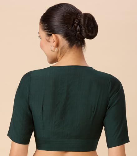 Image of Studio Shringaar Women Viscose Half Sleeve Smart V Neck Readymade Saree Blouse