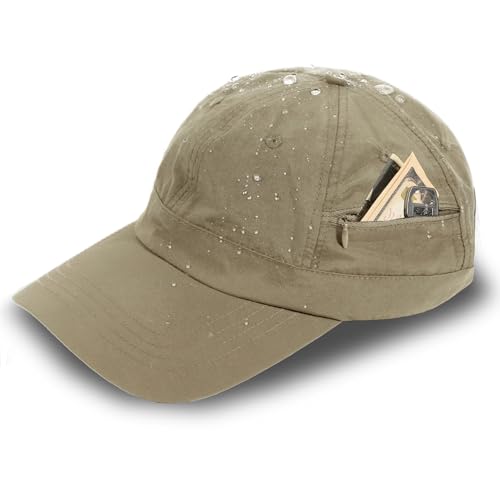 Image of Mens Waterproof Baseball Cap Womens Rain Hat Quick Dry Running Hat with Sweatband Outdoor Golf Breathable Sports Cap