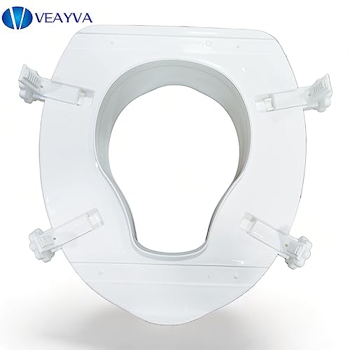 Veayva Raised Toilet seat 6 inch with 4 Clips | Commode Raiser 6 inch with 4 Clips Extra Added Safety 1 Count (Pack of 1) White