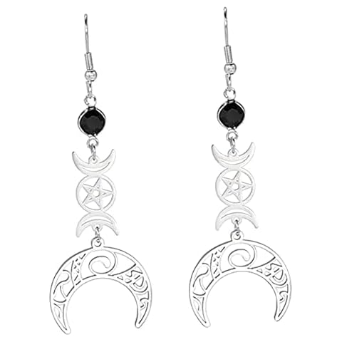 Triple Moon Goddess Stainless Steel Earrings Cover