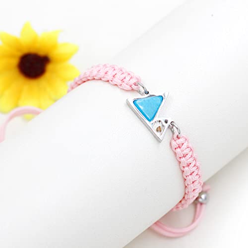 Image of Uloveido Handmade Braided Rope Bracelets with Blue Triangle Mountain Mustard Seed Charm Unisex Mountain Bracelet
