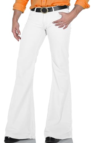 Men's Relaxed Stretch Vintage 60s 70s Bell Bottom Fit Comfort Flared Retro Leg Denim Jeans - Main Image