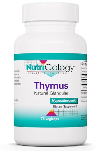 Nutricology Thymus - Ovine Thymus Glandular Extract - Freeze Dried Tissue Supplement - Immune Function Support - Hypoallergenic - 37 Servings - 75 Vegicaps