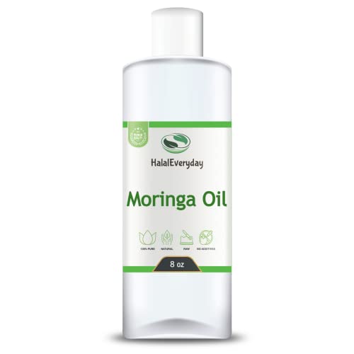 HalalEveryDay Moringa Oil – 100% Pure Natural Unrefined Virgin Organic | Cosmetic & Food Grade | For Skin, Body, Hair & Face (8 oz.)