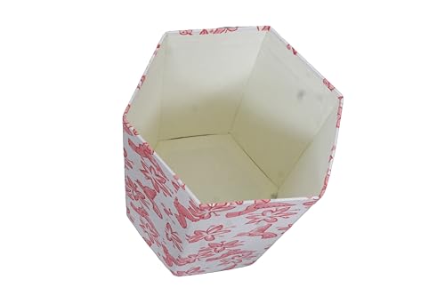 Image of Generic 3.3 Gallon Cotton Hand Block Printed Paper Waste Basket |Small Decorative Trash Can for Housewarming Gifts in Living Room, Bedroom, Bathroom | Eco-Friendly, Plastic-Free (1, PINK BIRD)
