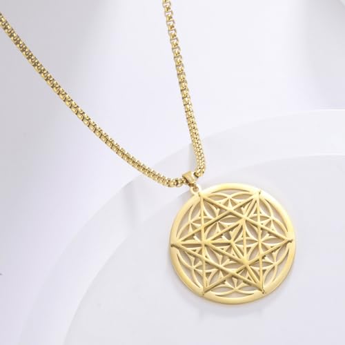 VASSAGO Merkabah on Flower of Life Necklace Mandala Necklace Geometry Star Tetrahedron Merkaba Pendant Necklace Buddhist Lotus Flower Mandala Pendant Jewelry Gift for Women Men3