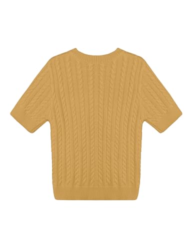 Image of Libsorge Womens Cropped Short Sleeve Sweater Fall 2025 Crewneck Sheer Knit Tops - Lightweight, Thin, Crop, Slim Fit