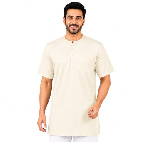 Image of Men's Cotton Halfsleeve Short Kurta for Summer
