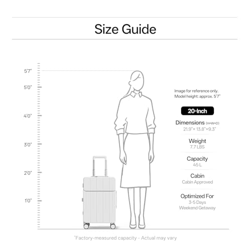 Image of Top Opening PC Hard Shell Suitcase, 20-inch International Carry On Luggage with Front Pocket, TSA Lock, 360 Spinner Wheels, Lightweight - Ideal for Business (White, Carry-On 20-Inch)