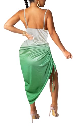 Image of Club Dress Sexy Dress for Women Wedding Party Birthday Cocktail Spaghetti Strap Satin Side Ruched Midi Mini Dress