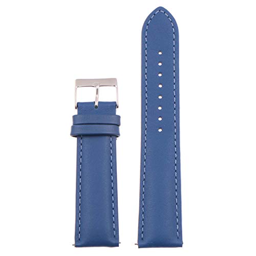 StrapsCo Classic Men's Leather Quick Release Watch Band Strap - Blue - 18mm