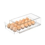 Egg Storage for Refrigerator, Stackable 18 Egg Holder for Fridge, BPA Free Refrigerator Organizer Bins, Transparent Egg Dispenser