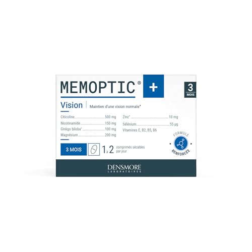 Densmore-MEMOPTIC+|Vision, Mémoire, Concentration- Formule plus complète et mieux dosée : Citicoline, Ginkgo Biloba, Nicotinamide, Magnésium, Zinc -...