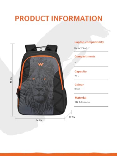 Image of Wildcraft Animal Kingdom-Tiger 3 Compartment Laptop Backpack 45L