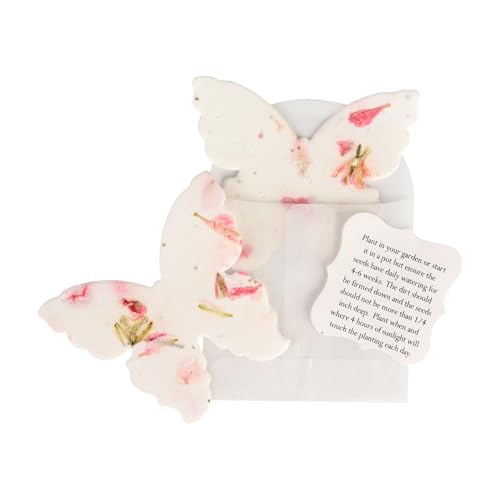 Set of 24 Pink Butterfly Seed Paper – Writable & Plantable Wildflower with Envelopes & Planting Guides, Gift for Moms or Plant Lover for Valentine’s Day, Mother’s Day, Weddings & Life Celebrations