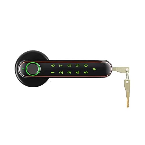 Serrure connectée Tuya à empreinte digitale et poignée électronique noire