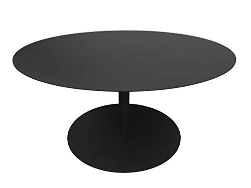 Leisure Space 30" Modern Round Coffee Table with Black Finish Metal Table Top and Black Metal Frame for Living Room and Home Office/Side Table/End Table/Accent Table