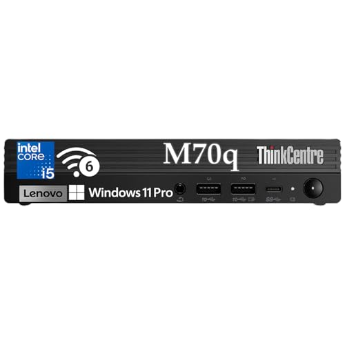 Image of Lenovo ThinkCentre M70q Mini PC, Intel Hexa-Core i5-12500T, Tiny 1L Business Desktop Computer, Office 365, 8GB DDR4 RAM, 256GB PCIe SSD, WiFi 6, Bluetooth 5.1, Raven Black, Win 11 Pro
