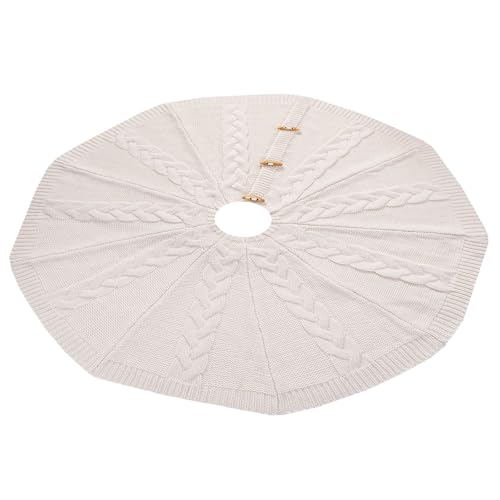 Jupe de sapin de Noël blanche de qualité supérieure à boutons dorés