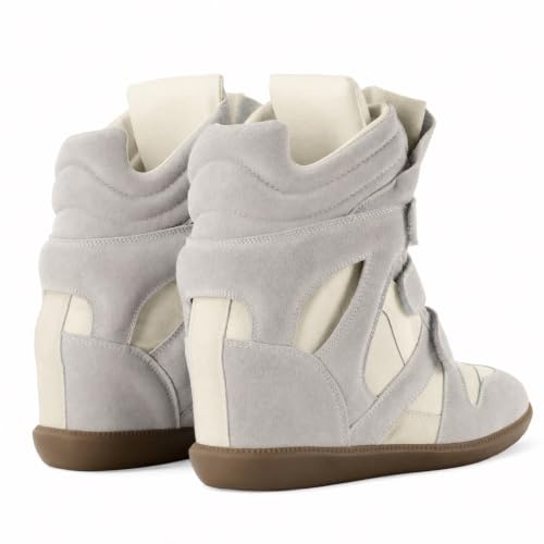 Image of Wedge Sneakers for Women, High Top Platform Suede with Hidden Wedge & Triple Strappy Band
