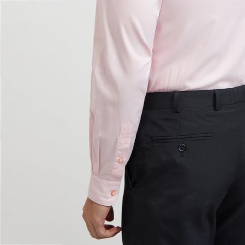 Image of Raymond Men Cotton Slim Fit Structure Pattern Semi Cut Away Collar Formal Shirt