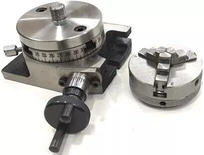 3"80Mm Rotary Table With 3 Jaw 50Mm Self Centering Chuck 14X1 & Backplate T-Nut-Amz404