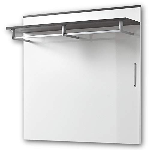 Stella Trading RENO Garderobenleiste Weiss Hochglanz / Grau - Moderne...
