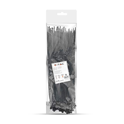V-TAC 11174 11174 100 Cable Ties 4.5 mm Width for Tying Wires for Electricians Home Office DIY (4.5 x 300 mm, Black) - Image 3