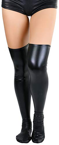 ToBeInStyle Women's PU Faux Leather Elastic Shiny Wet Long Tights Novelty Leg Warmers2