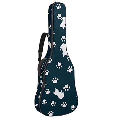 Housse guitare acoustique imperméable motif cerf de Noël rembourrée avec organiseur