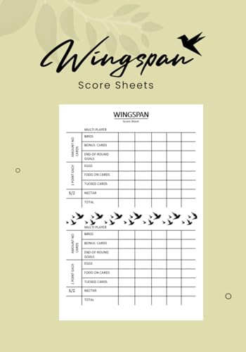 Wingspan Score Sheets: 198 Score Pads for Scorekeeping for Wingspan Game: Bird Board Game-Game Night Companion-Wingspan Game Record - Scorekeeping for Wingspan